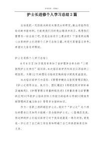 护士长进修个人学习总结2篇