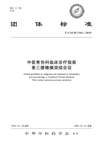 TCACM 1161-2019 中医骨伤科临床诊疗指南 第三腰椎横突综合征 