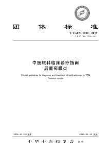 TCACM 1188-2019 中医眼科临床诊疗指南 后葡萄膜炎 