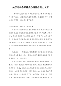 关于运动会开幕式心得体会范文5篇