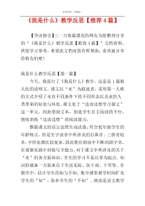 《我是什么》教学反思【推荐4篇】