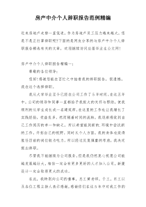 房产中介个人辞职报告范例精编