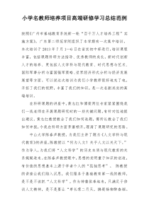 小学名教师培养项目高端研修学习总结范例