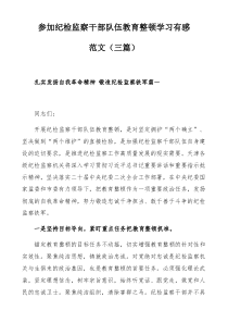 参加纪检监察干部队伍教育整顿学习有感范文（三篇）