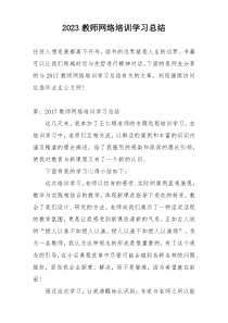 2023教师网络培训学习总结