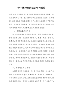 骨干教师跟岗培训学习总结