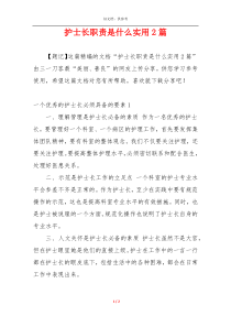 护士长职责是什么实用2篇