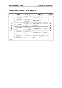 中型房地产企业分公司出纳考核指标