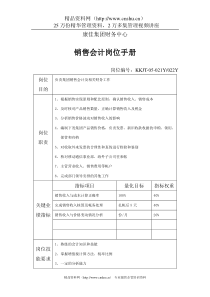 XX财务中心销售会计岗位手册表1