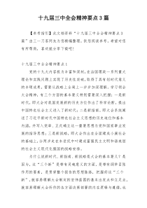 十九届三中全会精神要点3篇