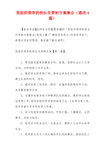 党组织领导的校长负责制方案集合（通用4篇）