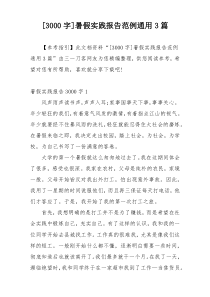 [3000字]暑假实践报告范例通用3篇