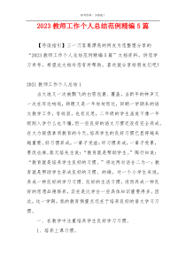 2023教师工作个人总结范例精编5篇