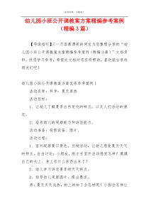 幼儿园小班公开课教案方案精编参考案例（精编3篇）