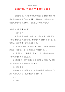 房地产实习报告范文【实用4篇】