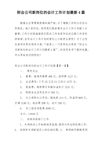 财会公司新岗位的会计工作计划最新4篇