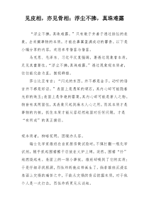 见皮相，亦见骨相；浮尘不拂，真珠难露