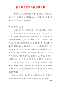 青年理论学习心得集聚5篇