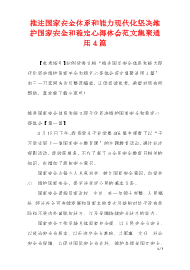 推进国家安全体系和能力现代化坚决维护国家安全和稳定心得体会范文集聚通用4篇