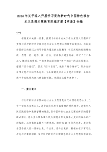 2023年关于深入开展学习贯彻新时代中国特色社会主义思想主题教育实施方案【两套】合编