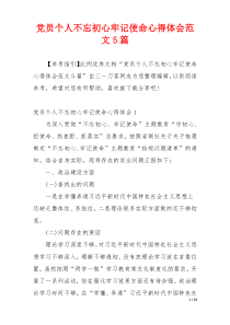 党员个人不忘初心牢记使命心得体会范文5篇