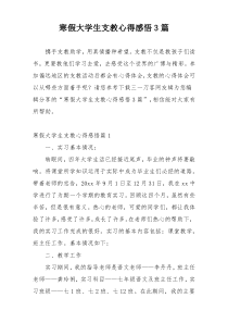 寒假大学生支教心得感悟3篇