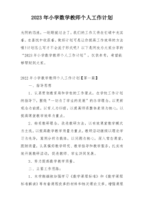 2023年小学数学教师个人工作计划