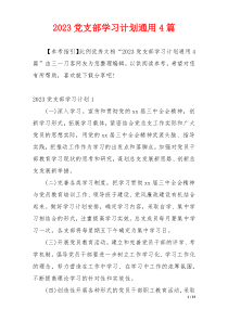 2023党支部学习计划通用4篇