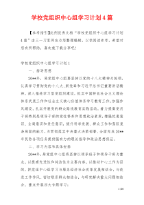 学校党组织中心组学习计划4篇