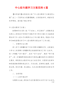 中心组专题学习方案范例4篇