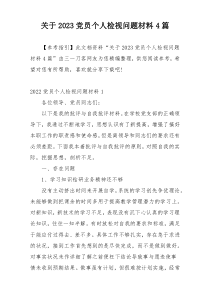 关于2023党员个人检视问题材料4篇