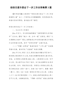 综俣交通专委会下一步工作安排集聚3篇