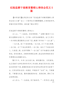 纪检监察干部教育整顿心得体会范文5篇