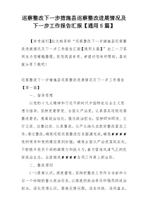 巡察整改下一步措施县巡察整改进展情况及下一步工作报告汇报【通用5篇】