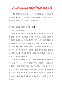 个人组织生活会问题清单范例精选4篇