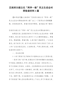 区政府办副主任“两学一做”民主生活会对照检查材料3篇