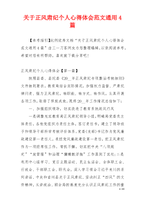 关于正风肃纪个人心得体会范文通用4篇