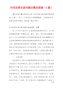 作用发挥自查问题及整改措施（4篇）