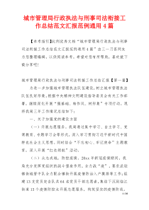 城市管理局行政执法与刑事司法衔接工作总结范文汇报范例通用4篇