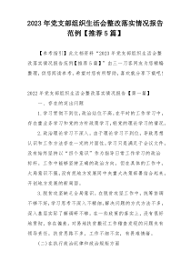 2023年党支部组织生活会整改落实情况报告范例【推荐5篇】