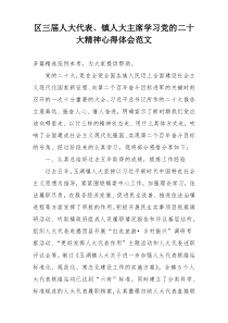 区三届人大代表、镇人大主席学习党的二十大精神心得体会范文