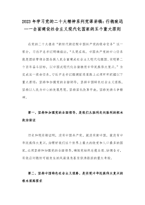 2023年学习党的二十大精神系列党课讲稿：行稳致远—一全面建设社会主义现代化国家的五个重大原则