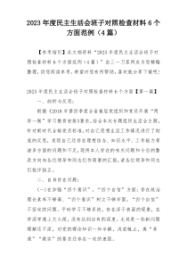 2023年度民主生活会班子对照检查材料6个方面范例（4篇）