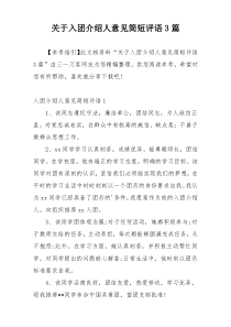 关于入团介绍人意见简短评语3篇