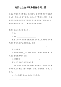 高级专业技术职务聘任合同2篇