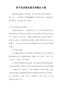 班子征求意见意见和建议5篇