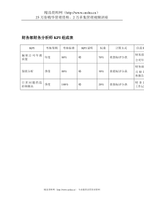 某体育用品公司财务部财务分析师KPI组成表