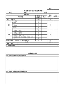 财务部主办会计年度考核表