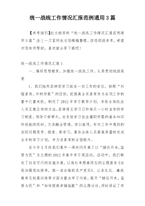 统一战线工作情况汇报范例通用3篇