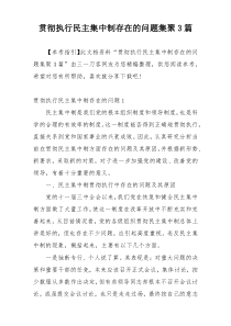 贯彻执行民主集中制存在的问题集聚3篇